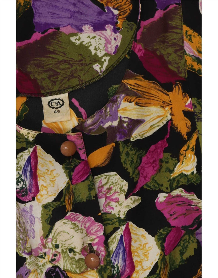 C&A skjortebluse med 3/4 ærmer til kvinder EU 46 XL flerfarvet blomsterpolyester