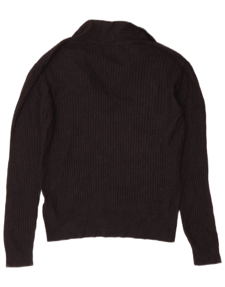 Marks & Spencer Dame Polo Neck Jumper Sweater UK 12 Medium Black Viscose