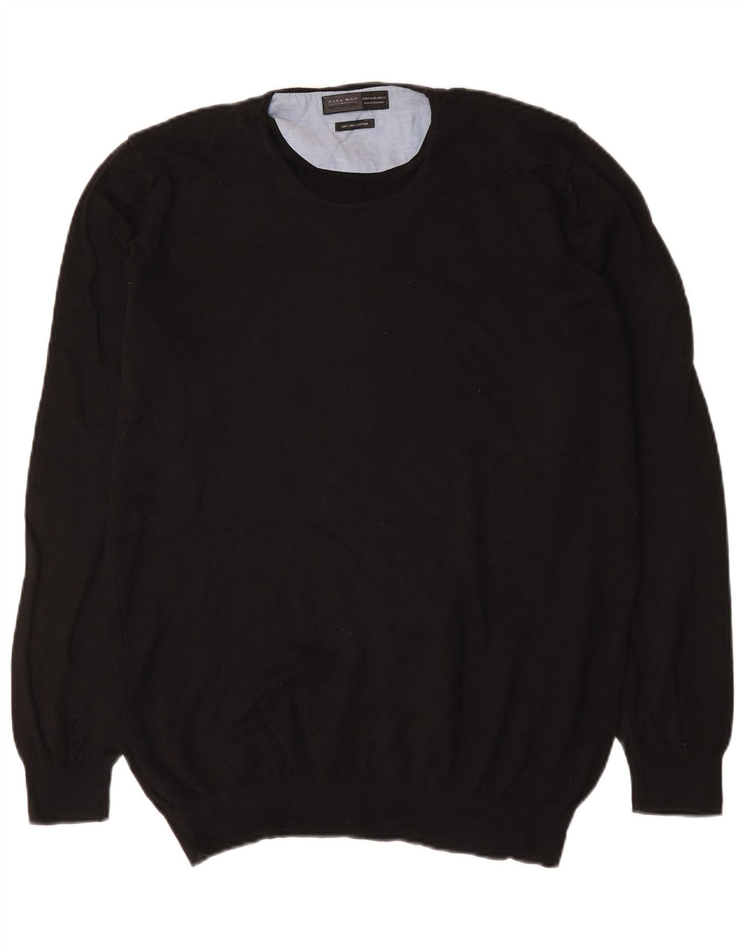 Zara Herre sweater med rund hals XL sort bomuld