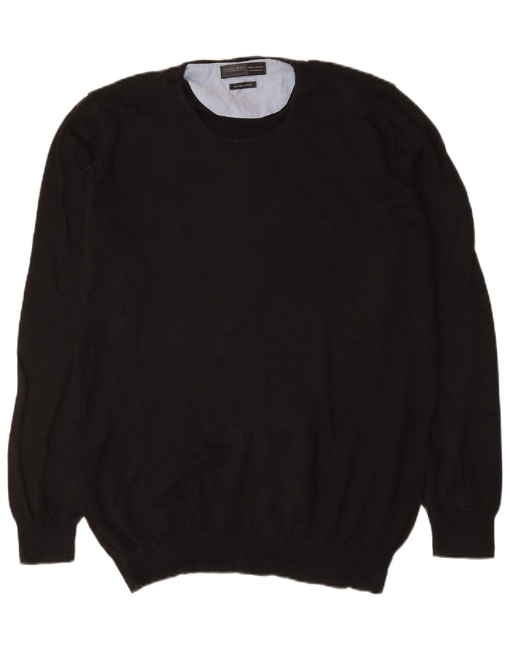 Zara Herre sweater med rund hals XL sort bomuld