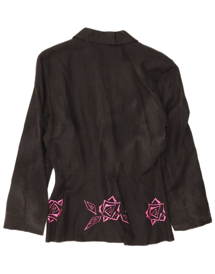 Anna Lugli Dame Dobbeltradet Blazer Jakke IT 42 Medium Sort Floral