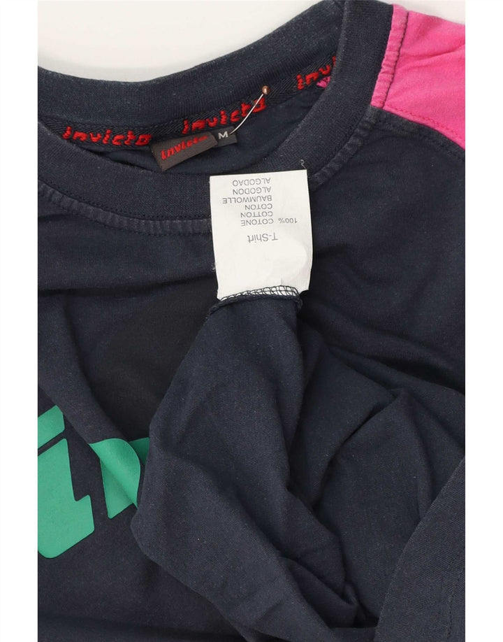 Invicta Herre grafisk T-shirt Top Medium Marineblå Colourblock Bomuld