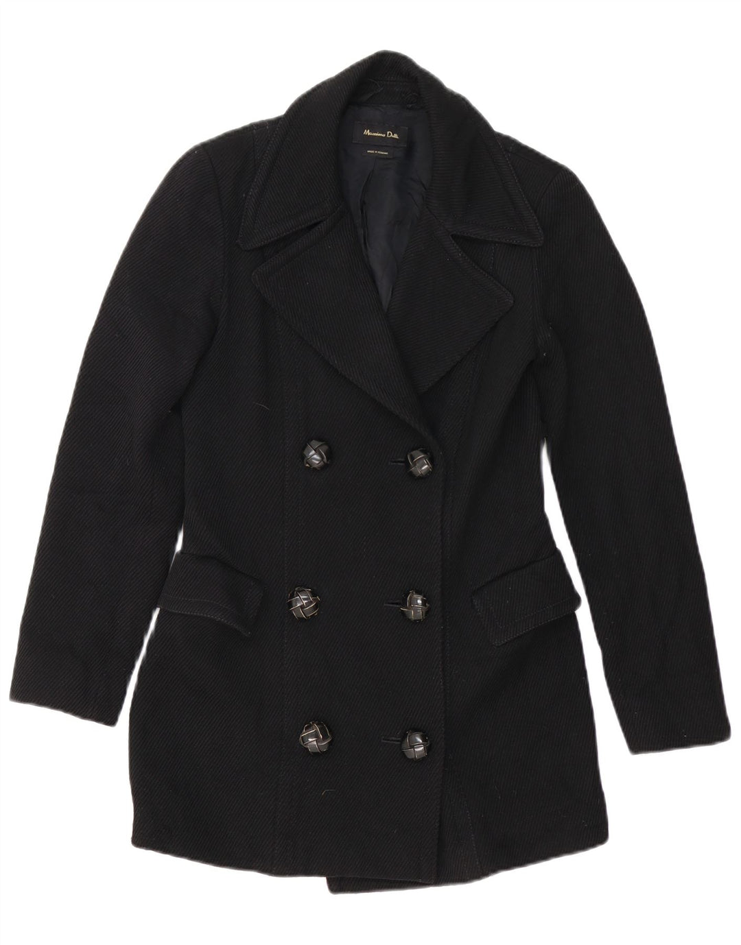 Massimo Dutti Dame Dobbeltradet Blazer Jakke EU 36 XS Sort Polyamid