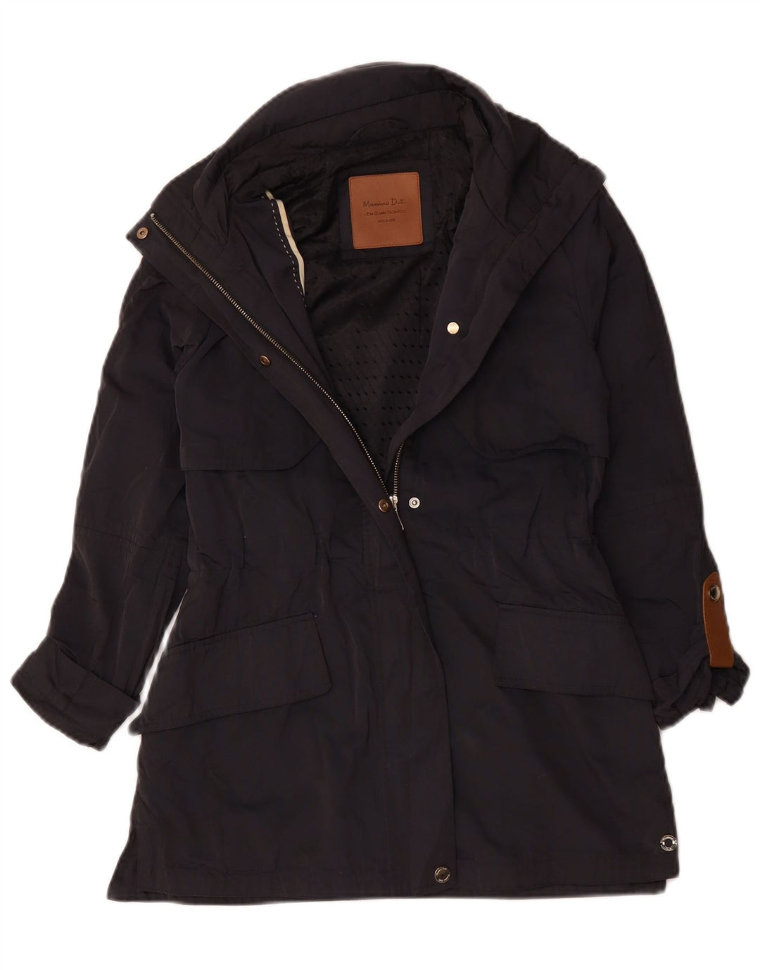Massimo Dutti kvinders trenchcoat UK 6 XS marineblå viskose