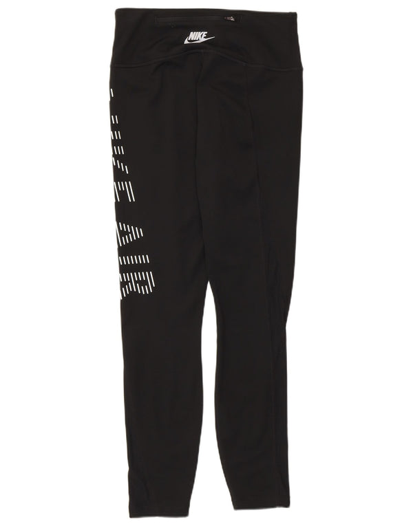 Nike Dame Dri Fit Grafiske Leggings UK 8 Lille Sort