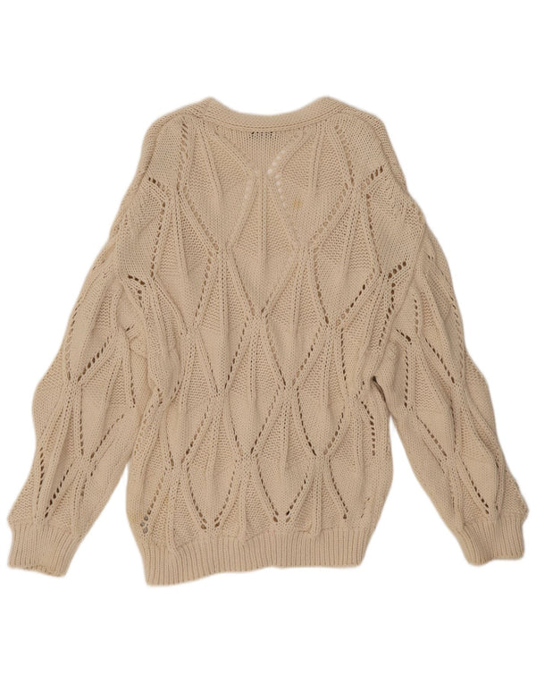 Zara Dame Cardigan Sweater UK 14 Medium Beige Bomuld