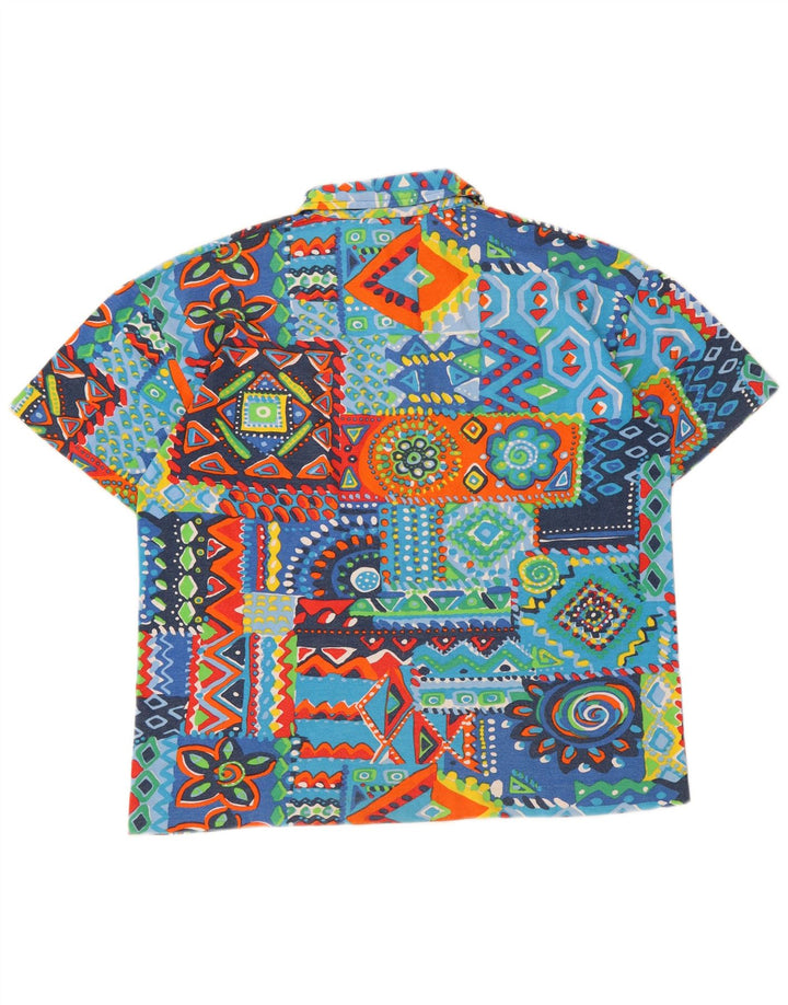 BENETTON Boys Polo Shirt 15-16 Years XL  Multicoloured Patchwork Cotton
