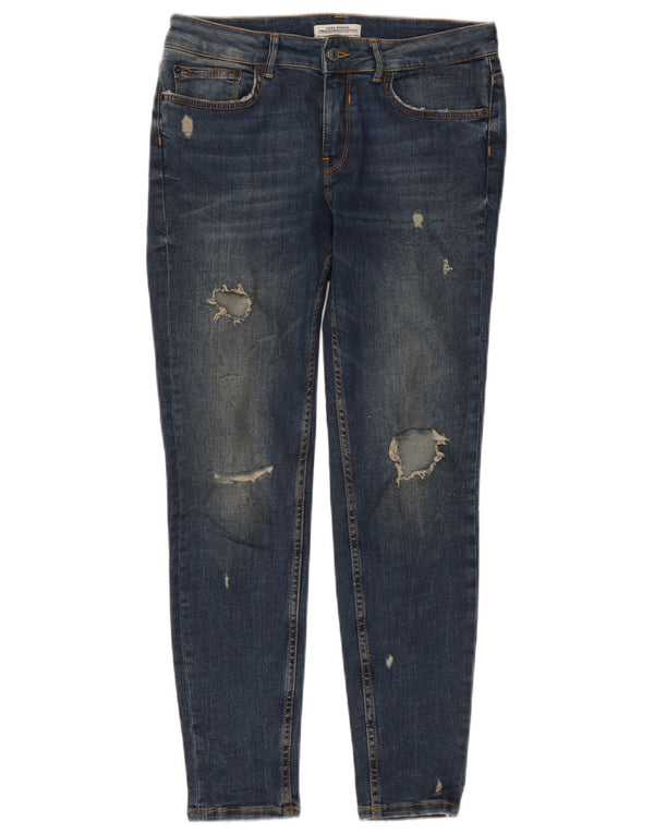 Zara Dame Distressed Skinny Jeans EU 40 Medium W30 L27 Blå