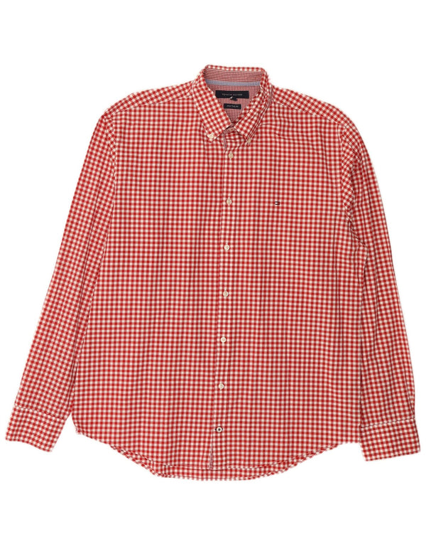 Tommy Hilfiger Herre New York Fit Shirt XL Rød Gingham Bomuld