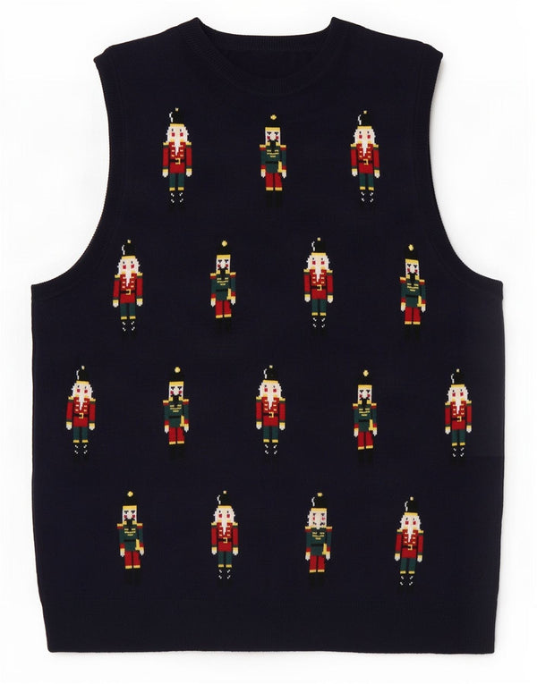 Marks & Spencer Herrevest Tank Top Small Navy Blue Christmas