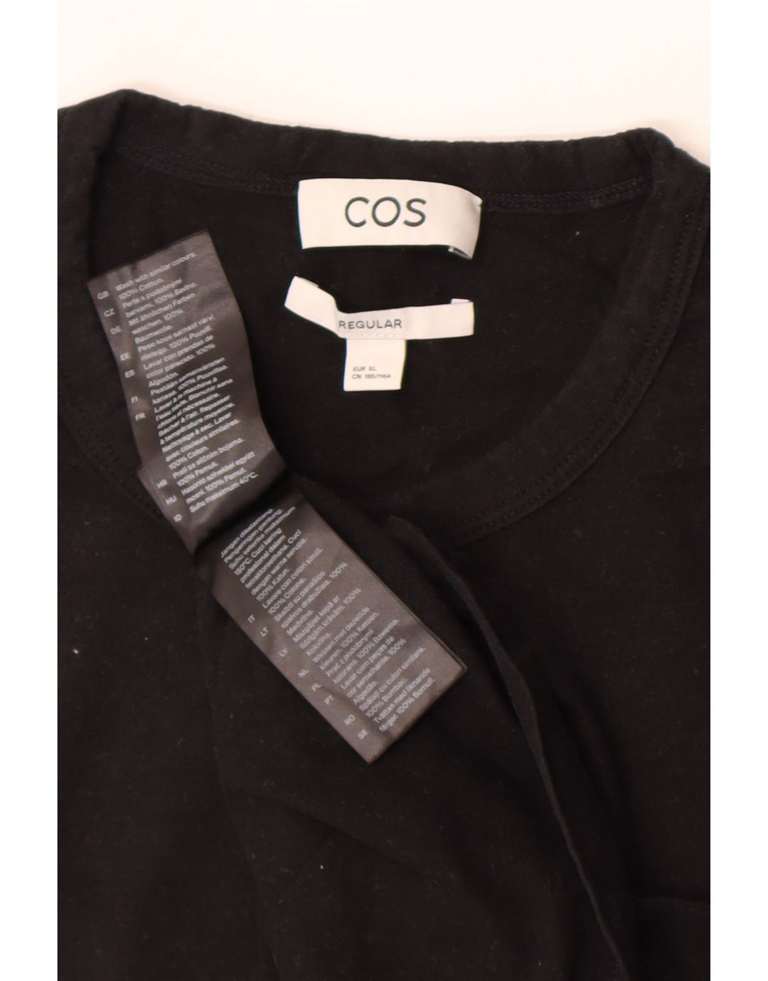 Cos Herre Regular Fit T-Shirt Top XL Sort Bomuld