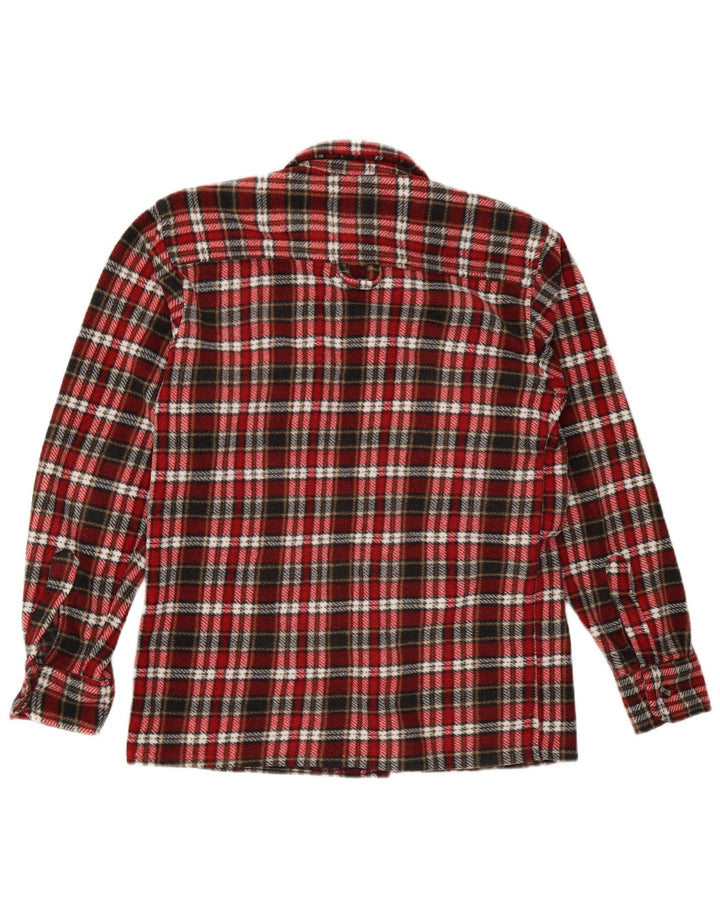 Vintage flannelskjorte til mænd, medium rød ternet polyester