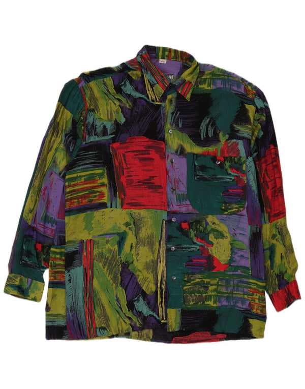 Vintage herre abstrakt mønster skjorte størrelse 41/42 Large Multicolor