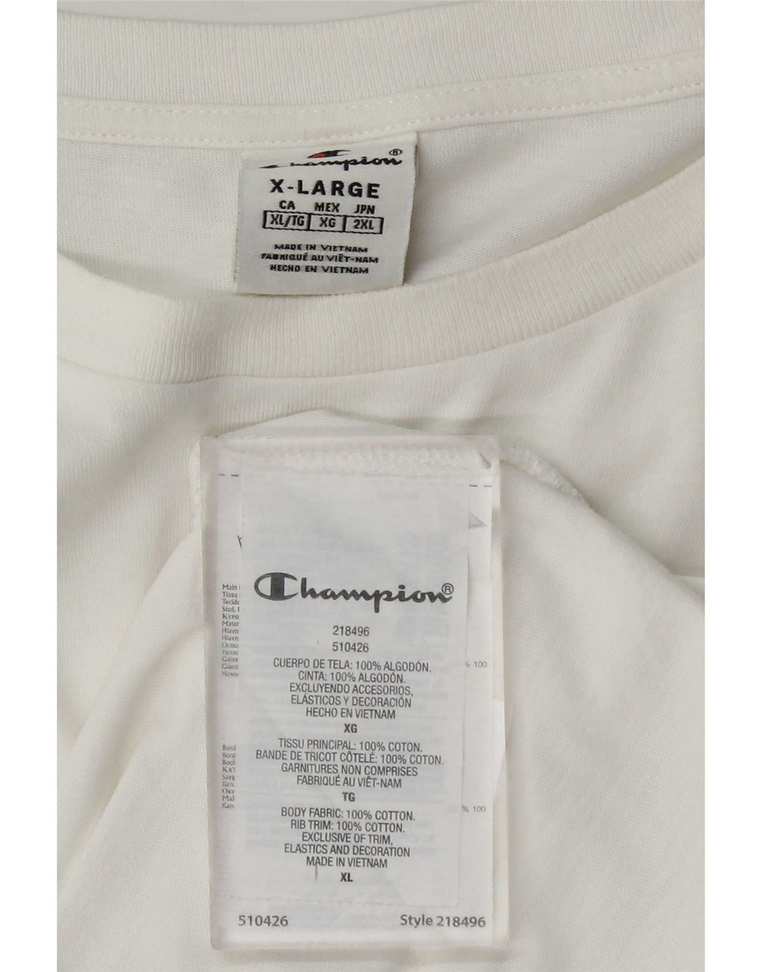 Champion Herre T-Shirt Top XL Hvid Bomuld