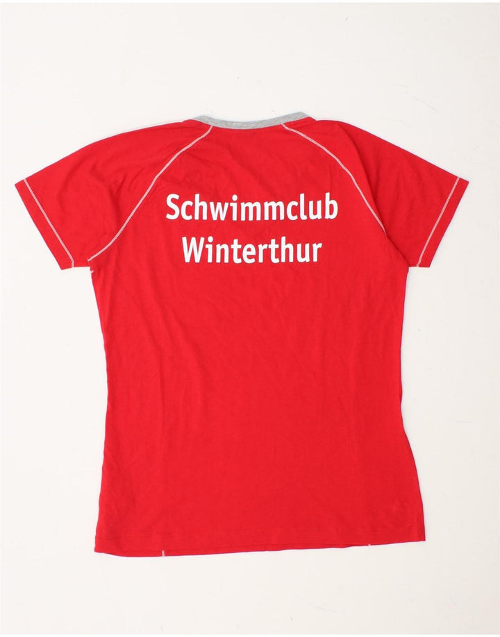 ARENA Grafisk T-shirt top til kvinder UK 14 Medium rød bomuld