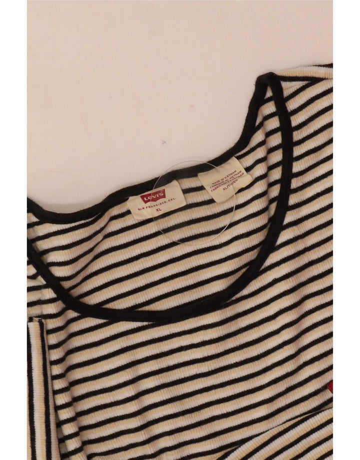 Levi's Dame T-Shirt Top UK 18 XL Flerfarvet Stribet