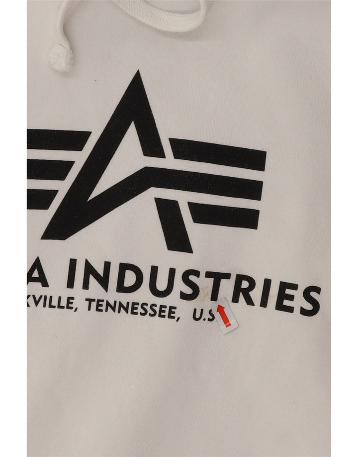 ALPHA INDUSTRIES Grafisk hættetrøje til mænd Medium hvid bomuld