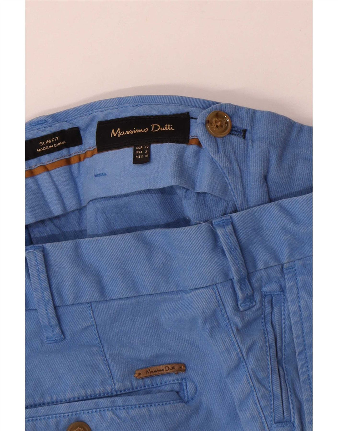 Massimo Dutti Herre Slim Fit Chinobukser EU 40 Medium W31 L29 Blå