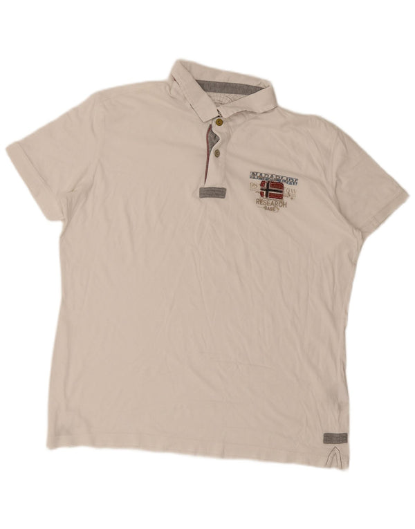 Napapijri Herre grafisk poloshirt 2XL hvid bomuld