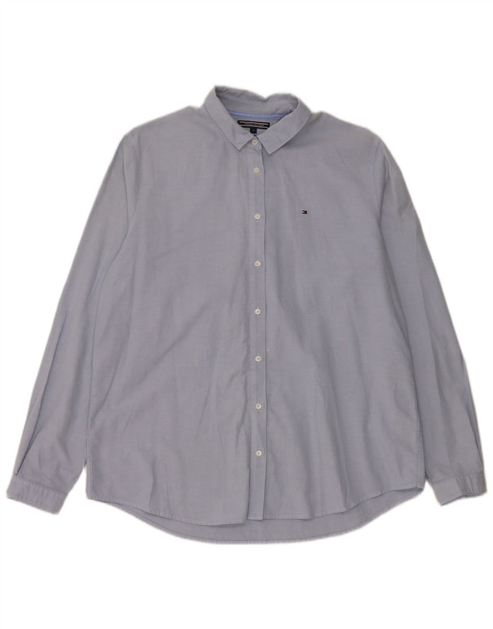 TOMMY HILFIGER Dame Regular Fit skjorte US 10 Large Blue Cotton