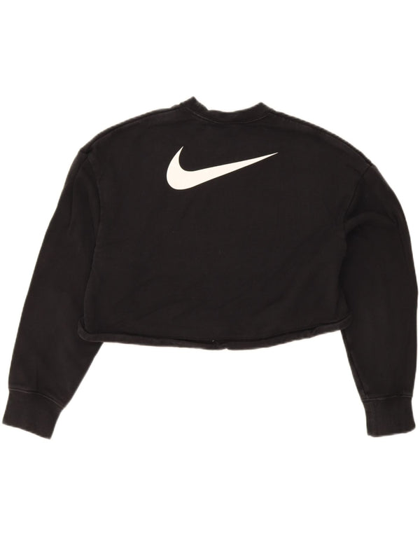 Nike Womens Graphic Crop Sweatshirt Jumper UK 12 Medium Sort Bomuld