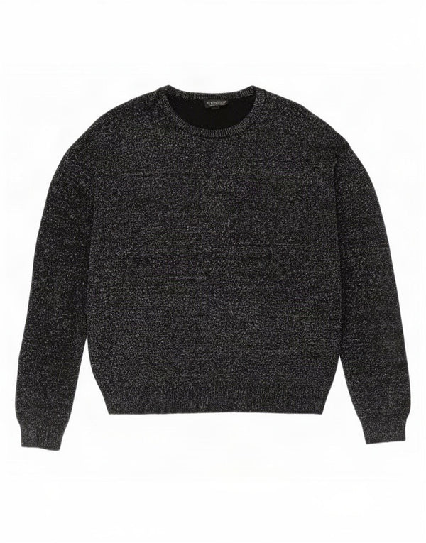 Topshop Dame Oversized Crew Neck Jumper Sweater UK 10 Small Black Flecked