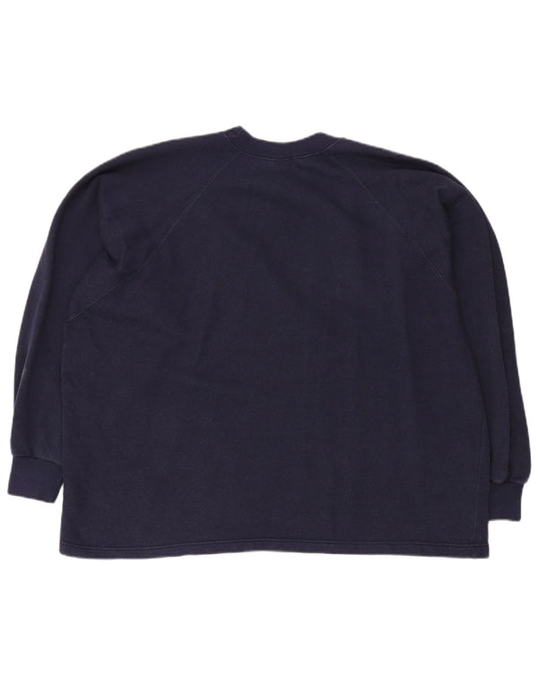 CHAMPION Dame Oversized Grafisk Sweatshirt Jumper UK 16 Large Navy Blue