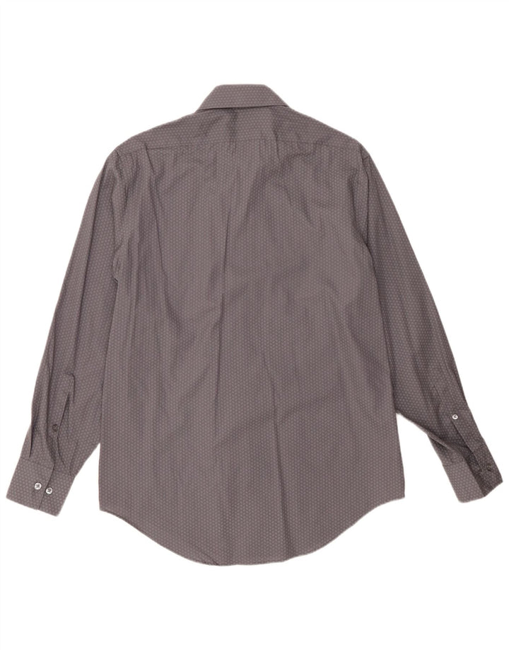 CALVIN KLEIN Herre Slim Fit Skjorte Størrelse 15 1/2 Medium Grå Geometrisk