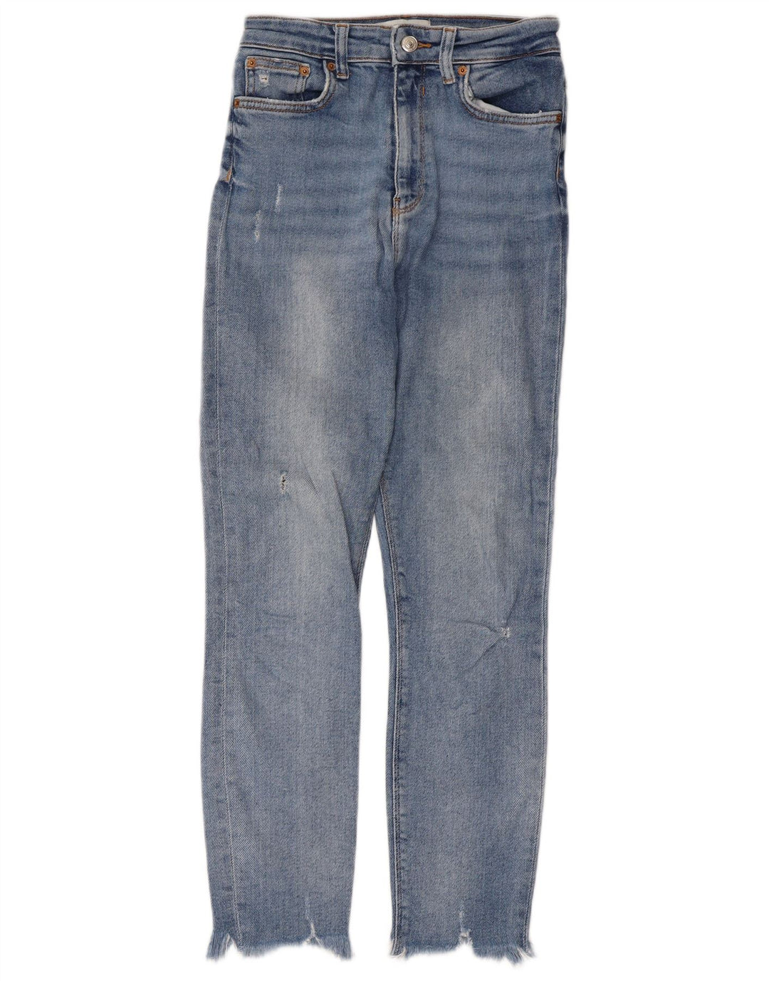 Zara Dame Distressed Slim Jeans EU 38 Small W28 L26 Blue