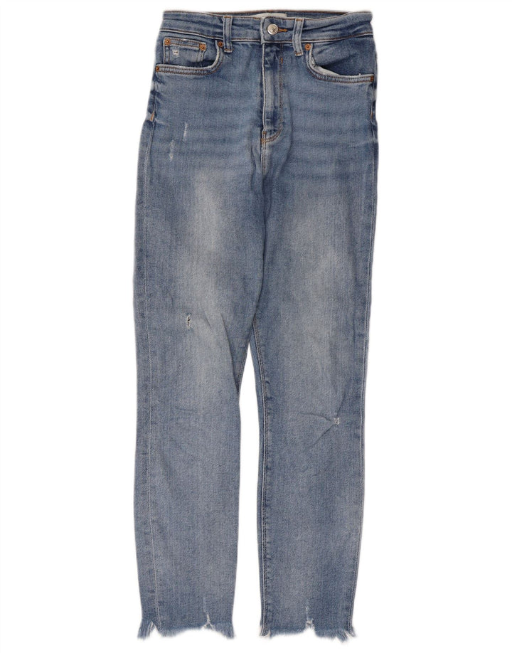 Zara Dame Distressed Slim Jeans EU 38 Small W28 L26 Blue