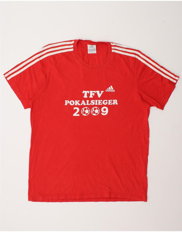 Adidas Herre grafisk T-shirt Top UK 46/48 XL Rød Bomuld