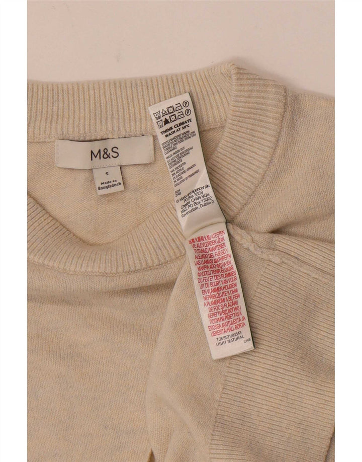 Marks & Spencer Dame Boat Neck Jumper Sweater UK 10 Small Beige Polyester