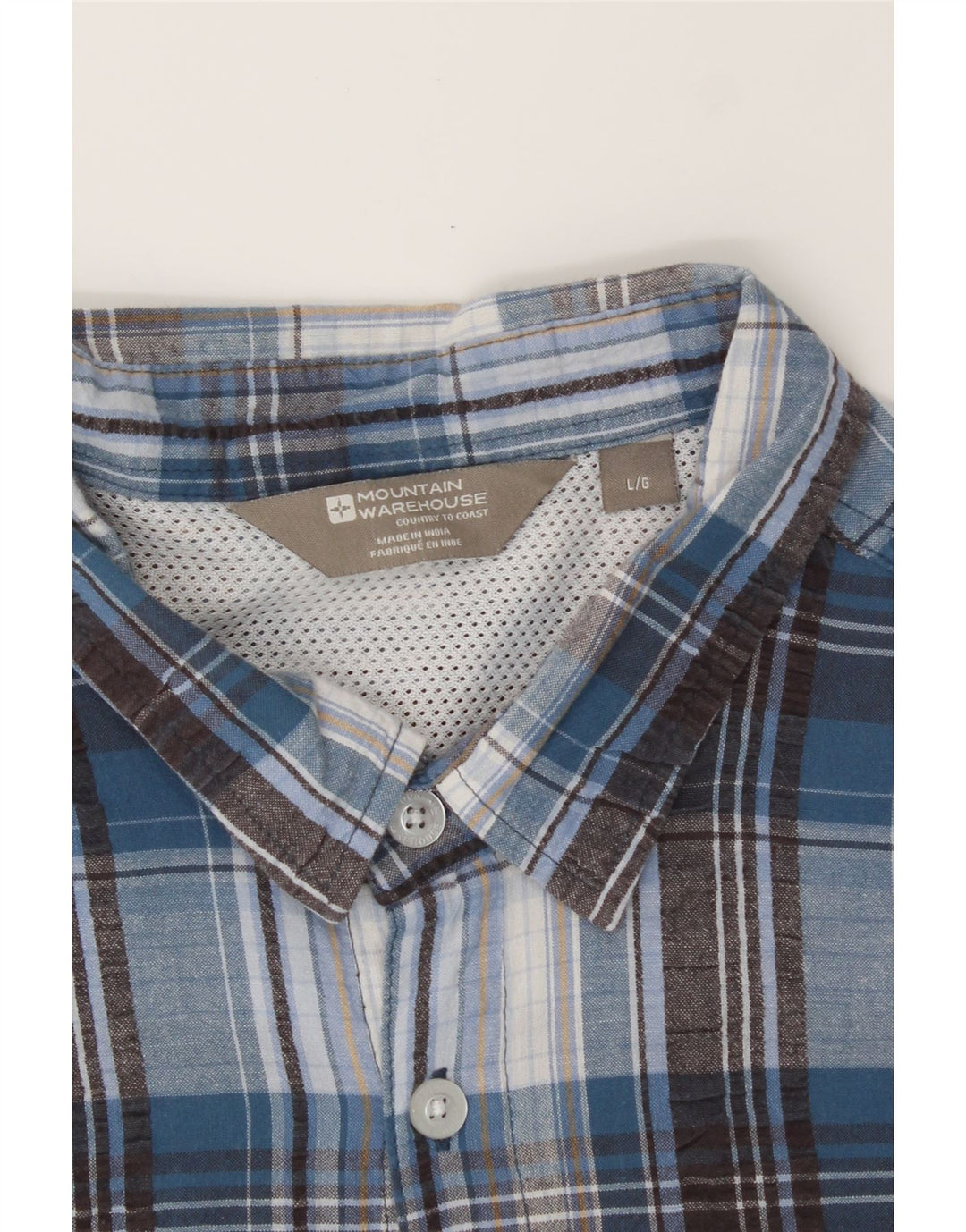 MOUNTAIN WAREHOUSE Mens Short Sleeve Shirt Large Blue Check Cotton Vintage Mountain Warehouse and Second-Hand Mountain Warehouse from Messina Hembry 