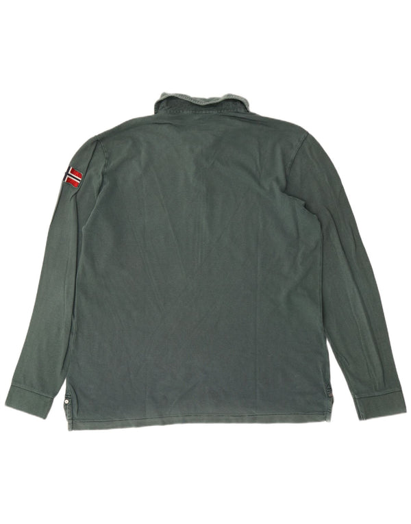 Napapijri Herre Geographic Langærmet Polo Shirt 2XL Grøn Bomuld
