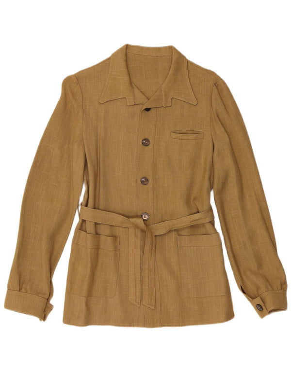 Vintage Dame Overshirt Skjorte IT 42 Medium Khaki Viscose Classic