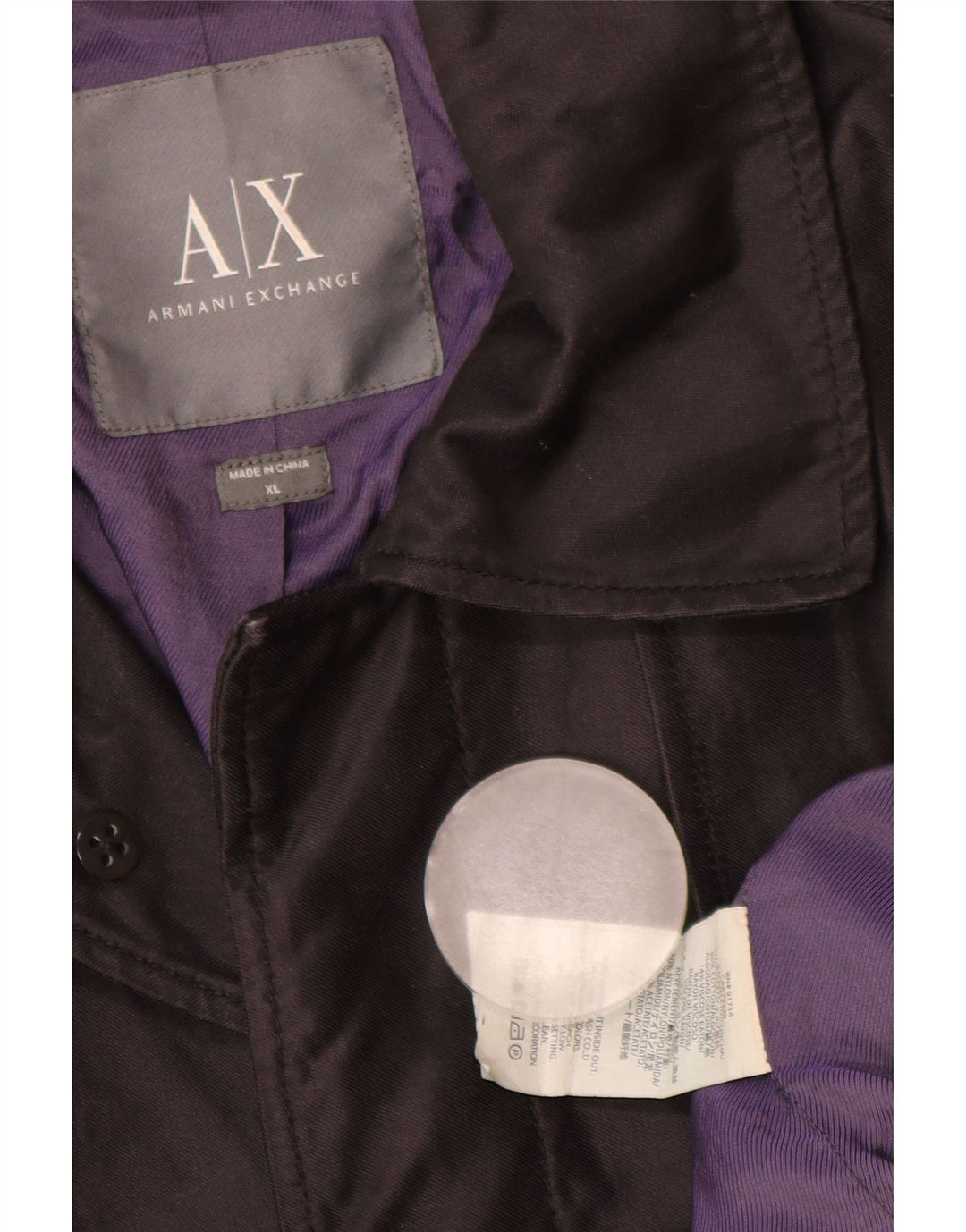 Armani Exchange Herre Trench Coat UK 42 XL Sort Bomuld