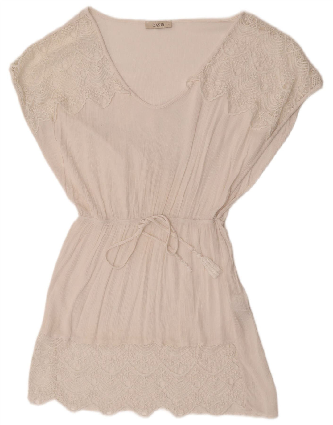 Oasis Dame A-Line Kjole UK 10 Small White Viscose
