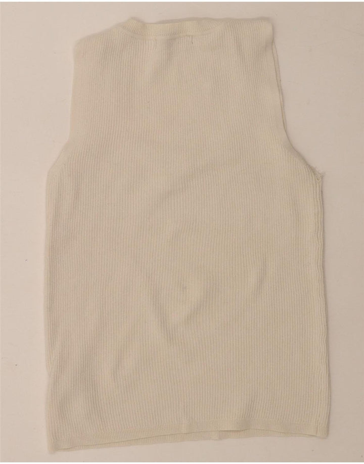 Marks & Spencer Dame Crop Vest Tank Top UK 12 Medium White Viscose