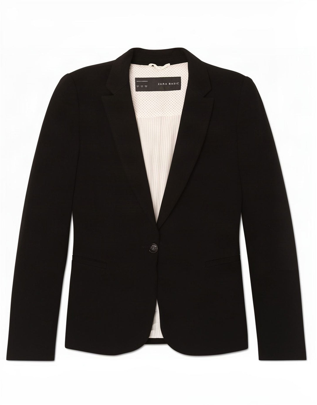 Zara Dame 1 Knap Blazer Jacket UK 10 Lille Sort