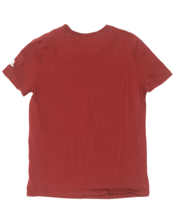 Adidas Dame Slim Fit Grafisk T-Shirt Top UK 16/18 Stor Bourgogne Bomuld