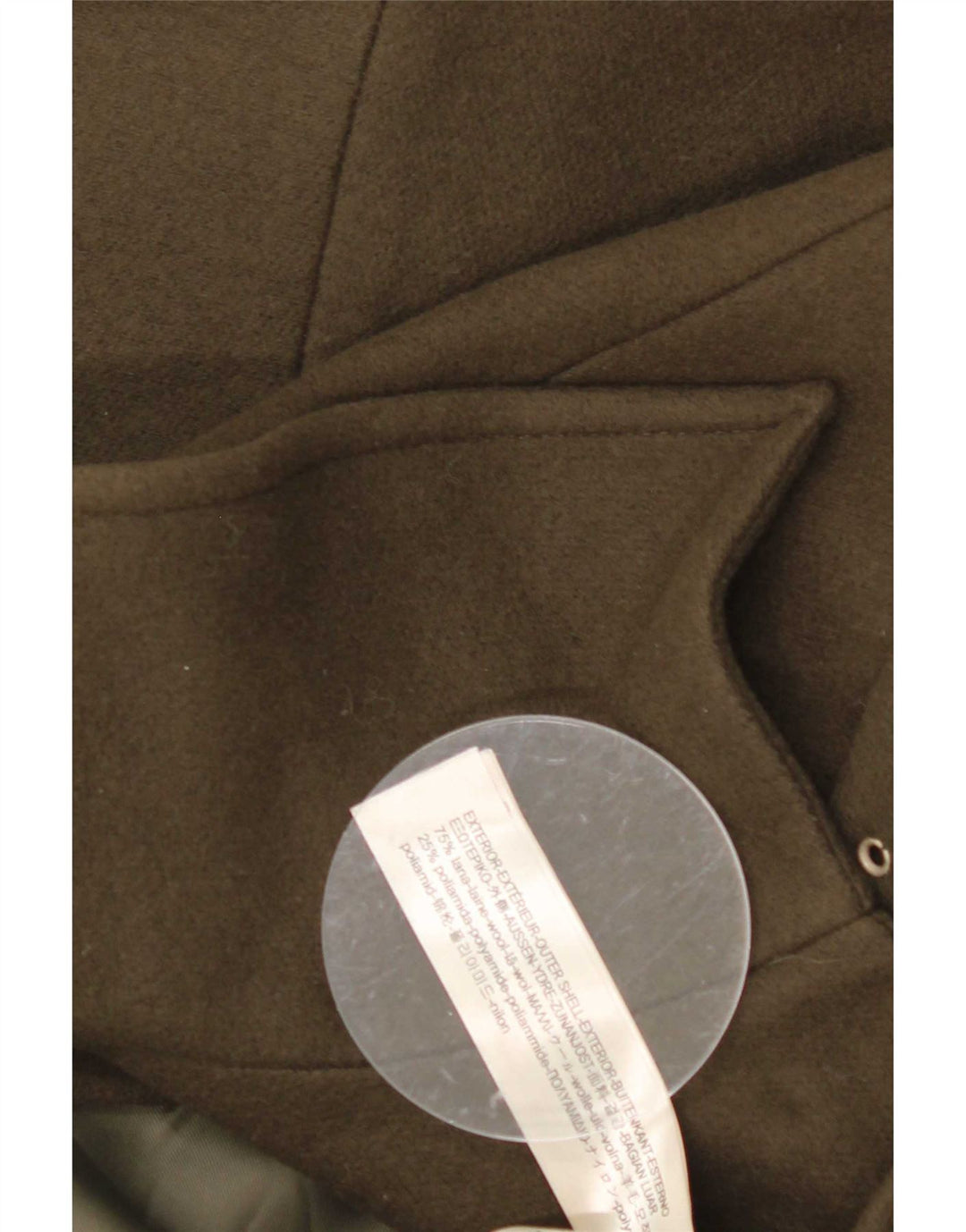 Massimo Dutti Dame Overfrakke UK 16 Stor Khaki Uld