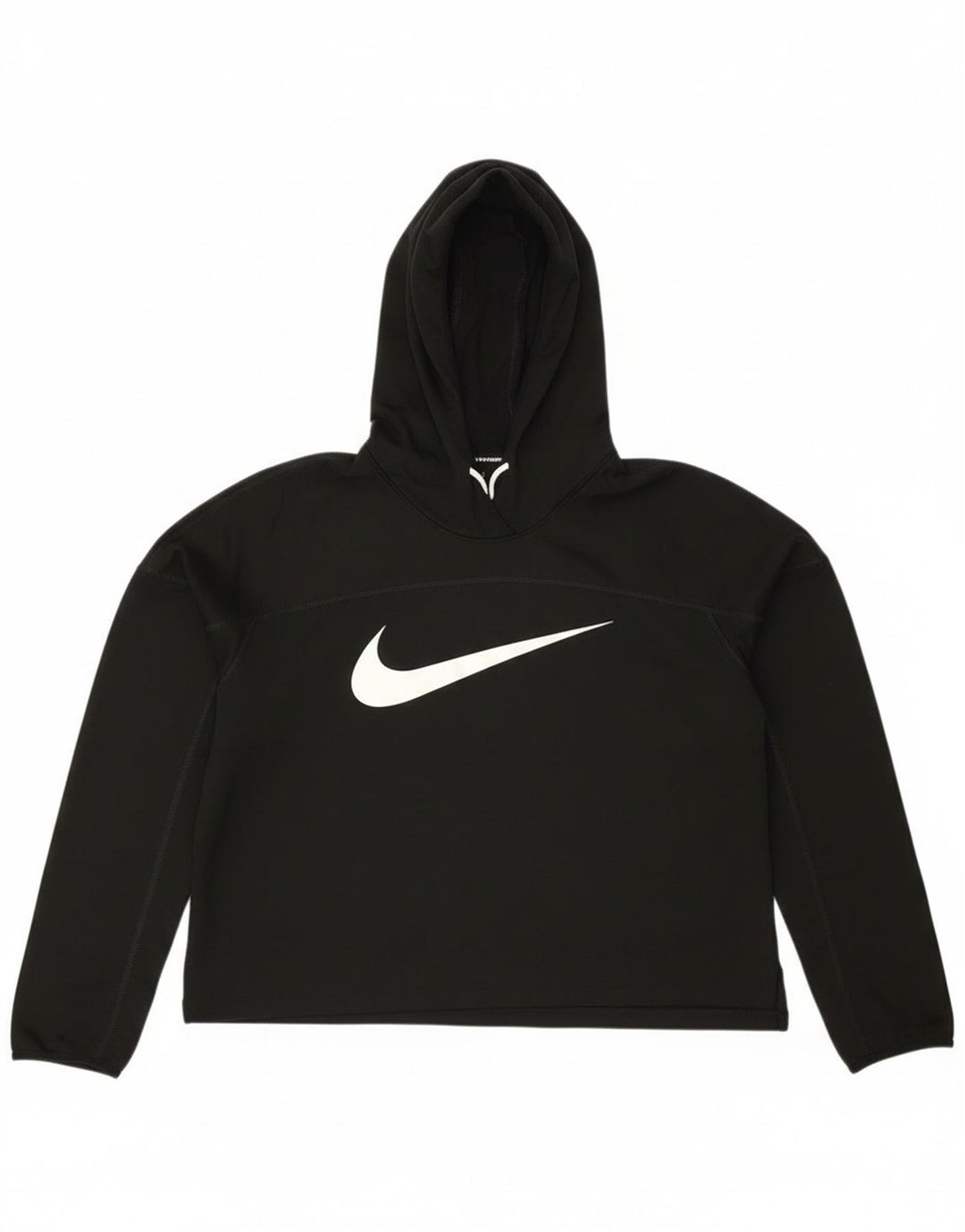 Nike Dame Running Crop Grafisk Hoodie Jumper UK 14 Medium Sort Polyester
