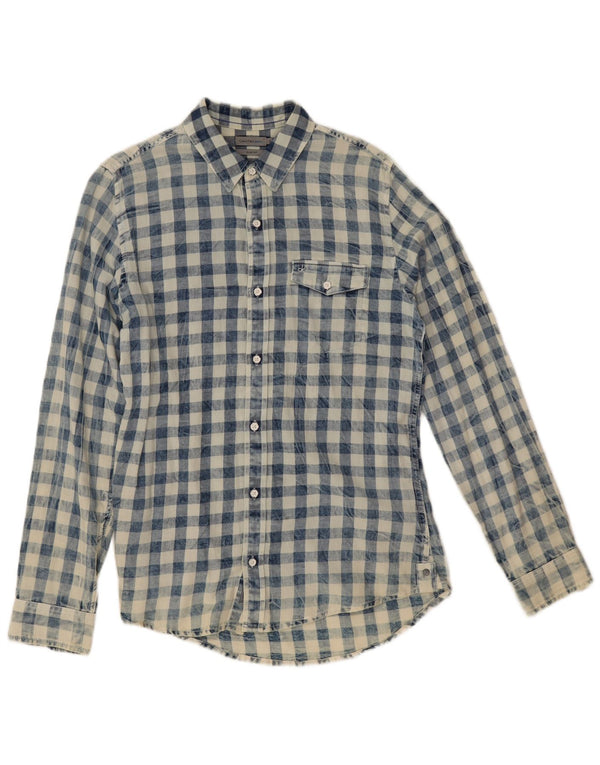 Calvin Klein Jeans Herre Slim Fit Flanellskjorte Lille Blå Gingham Bomuld