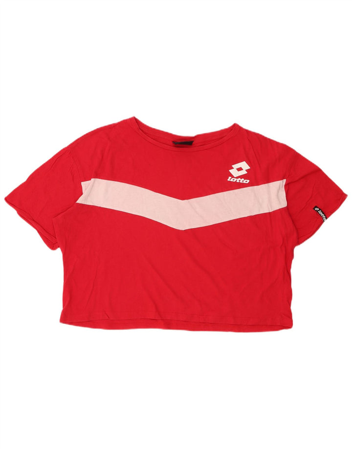 LOTTO Womens Crop Oversized T-shirt Top UK 18 XL Rød Colourblock Bomuld