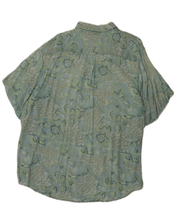 Vintage kortærmet herreskjorte XL blå Paisley