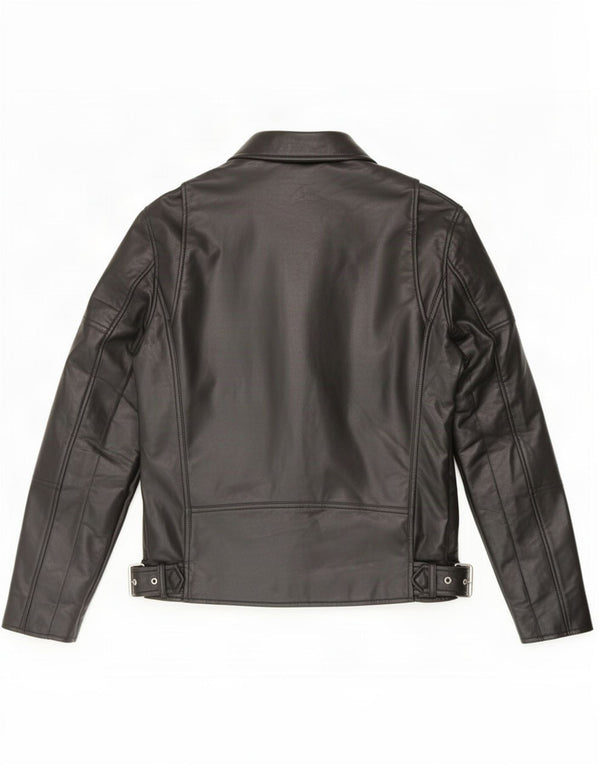 Zara Herre Biker-jakke i imiteret læder UK 38 Medium Sort