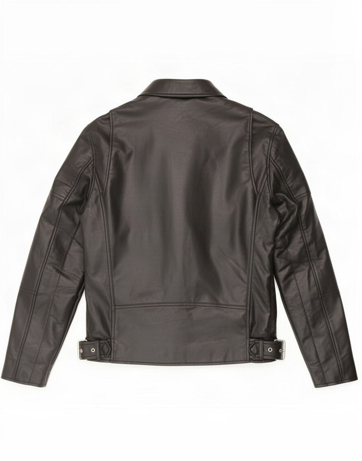 Zara Herre Biker-jakke i imiteret læder UK 38 Medium Sort
