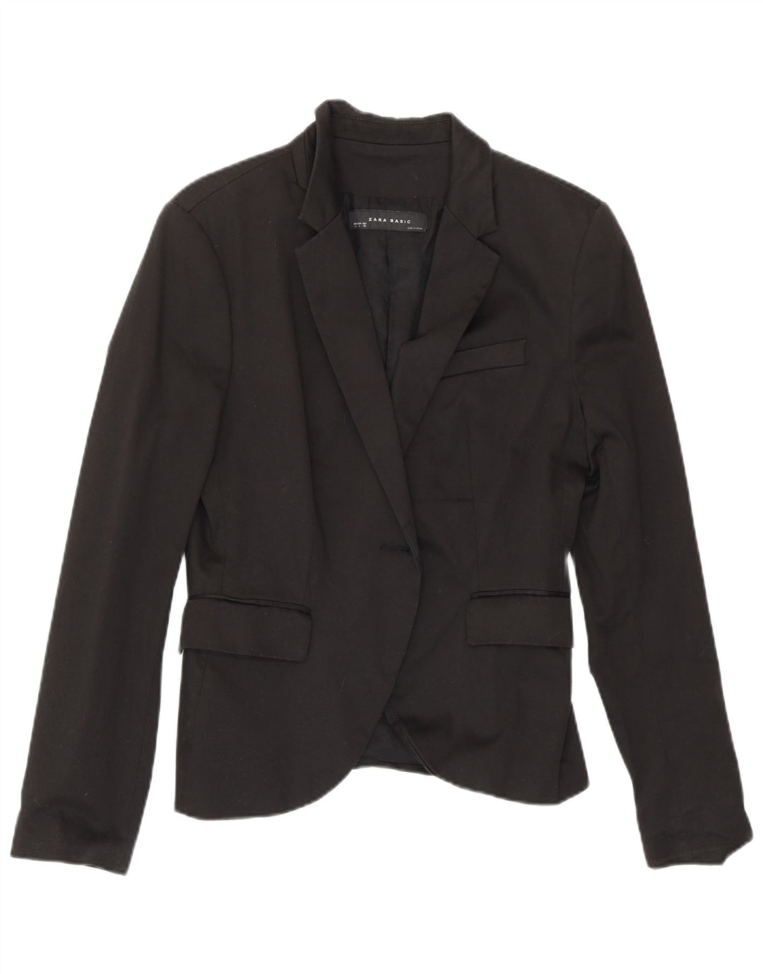 Zara Womens Open Blazer Jacket UK 14 Large Black Bomuld