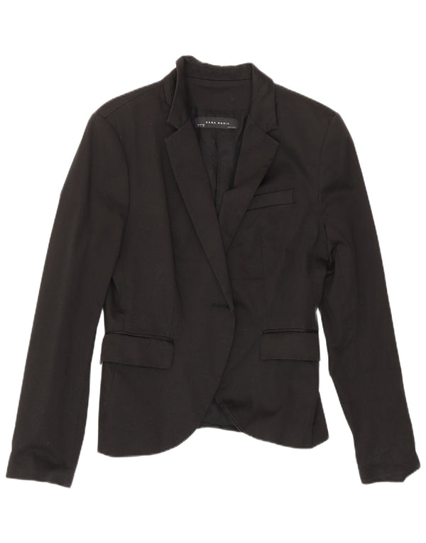 Zara Womens Open Blazer Jacket UK 14 Large Black Bomuld