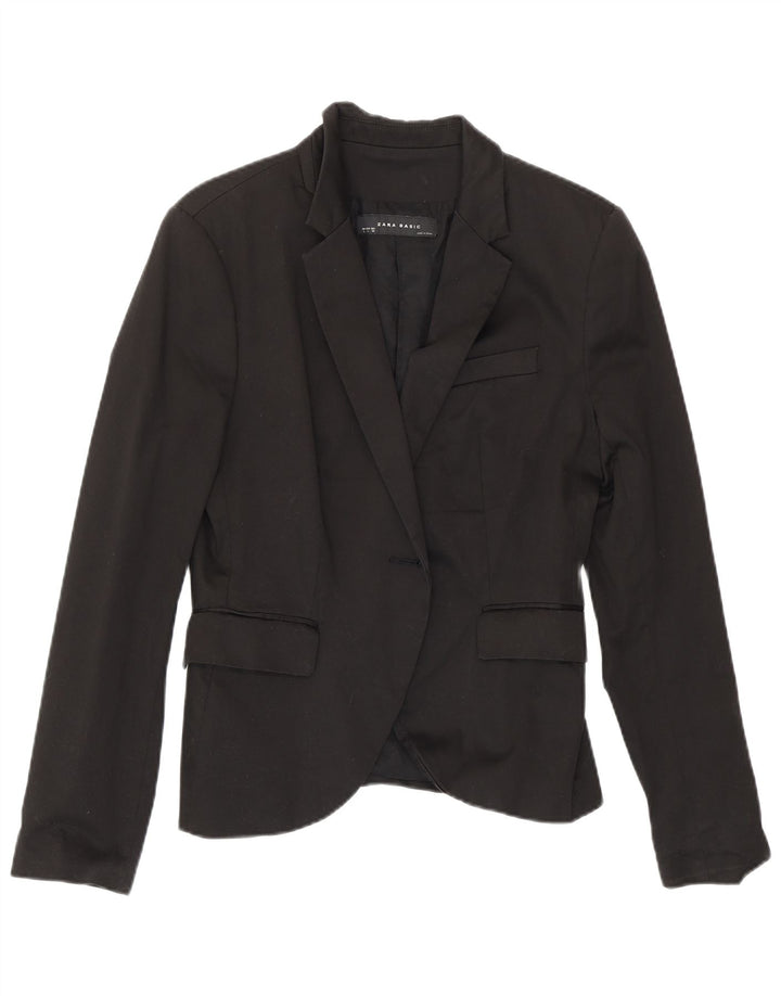Zara Womens Open Blazer Jacket UK 14 Large Black Bomuld